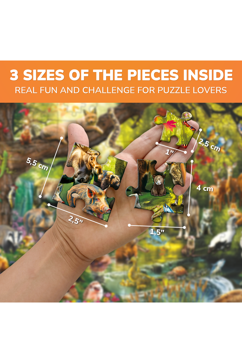 Kids Jigsaw Puzzle Set - Illustrated 100-Piece Puzzles with Educational Themes, Alternate, color, Forest