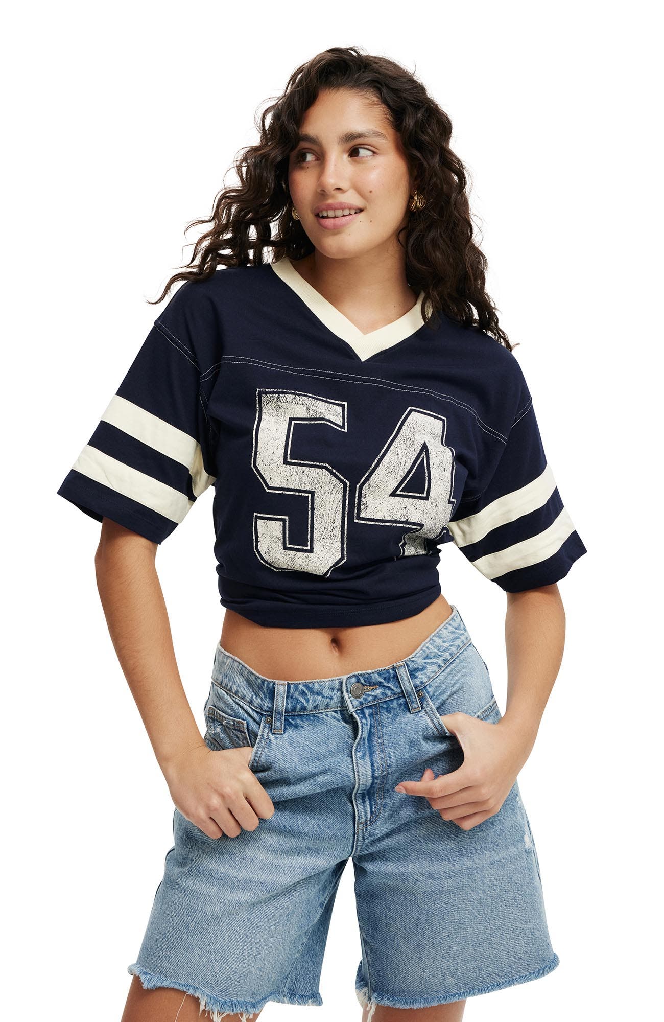 V Neck Oversized Graphic Tee