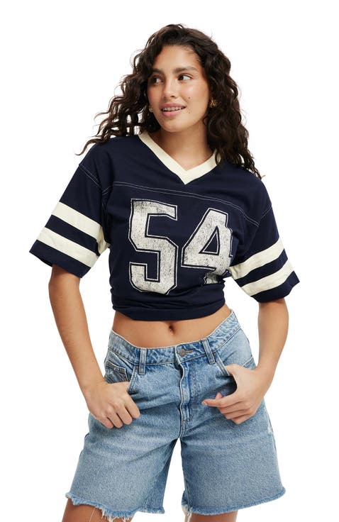 V Neck Oversized Graphic Tee