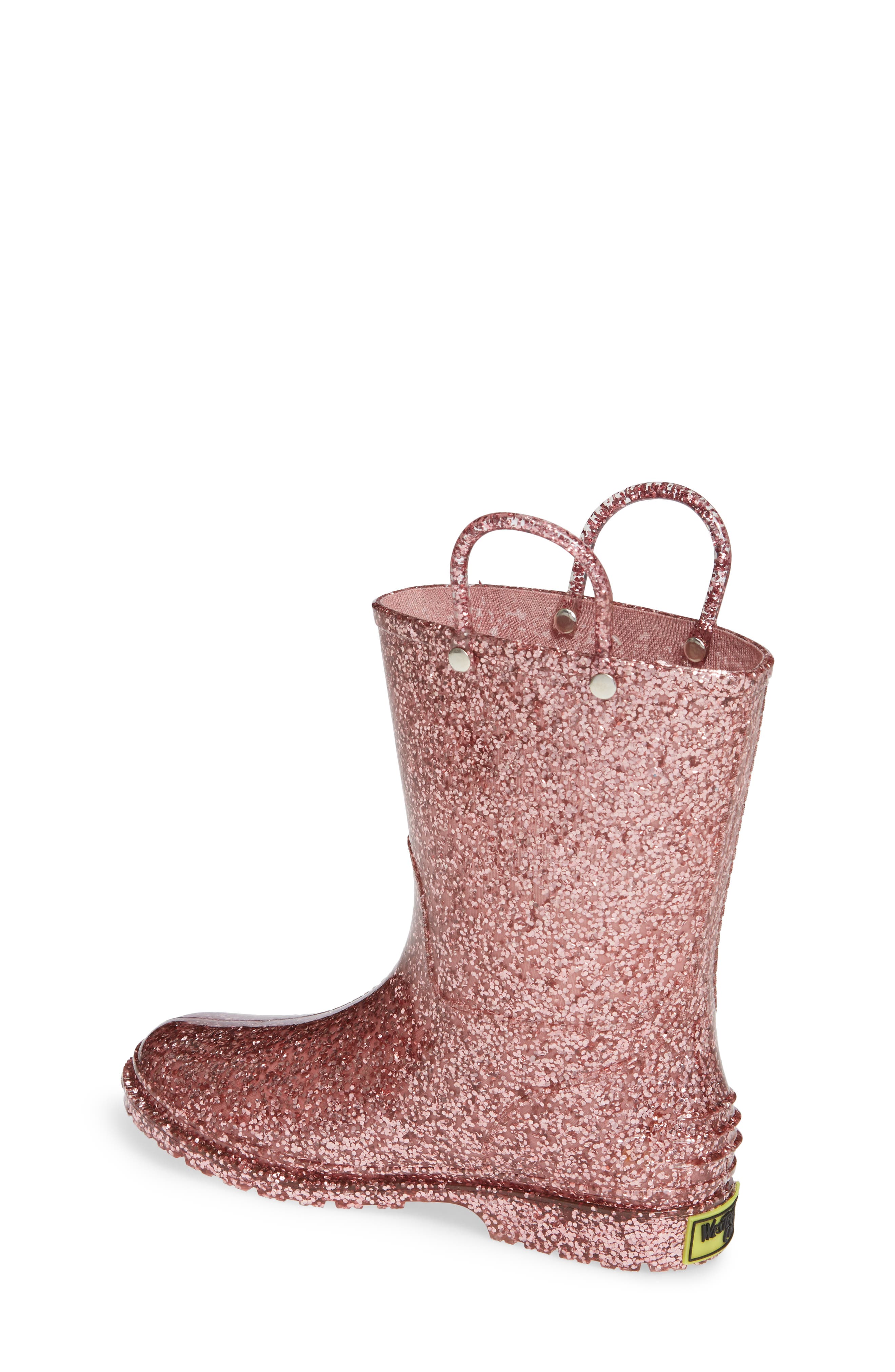 Glitter Waterproof Rain Boot, Alternate, color, ROSE GOLD