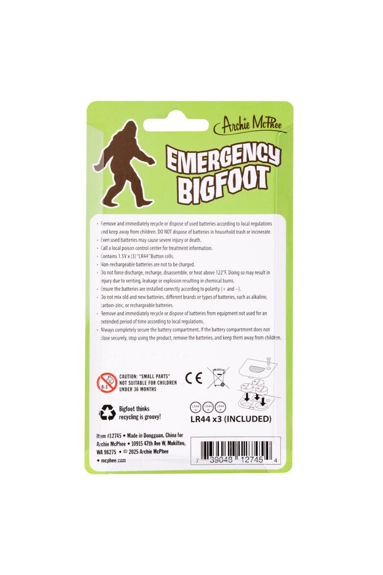 Emergency Bigfoot Prank Toy, Alternate, color, Multicolored