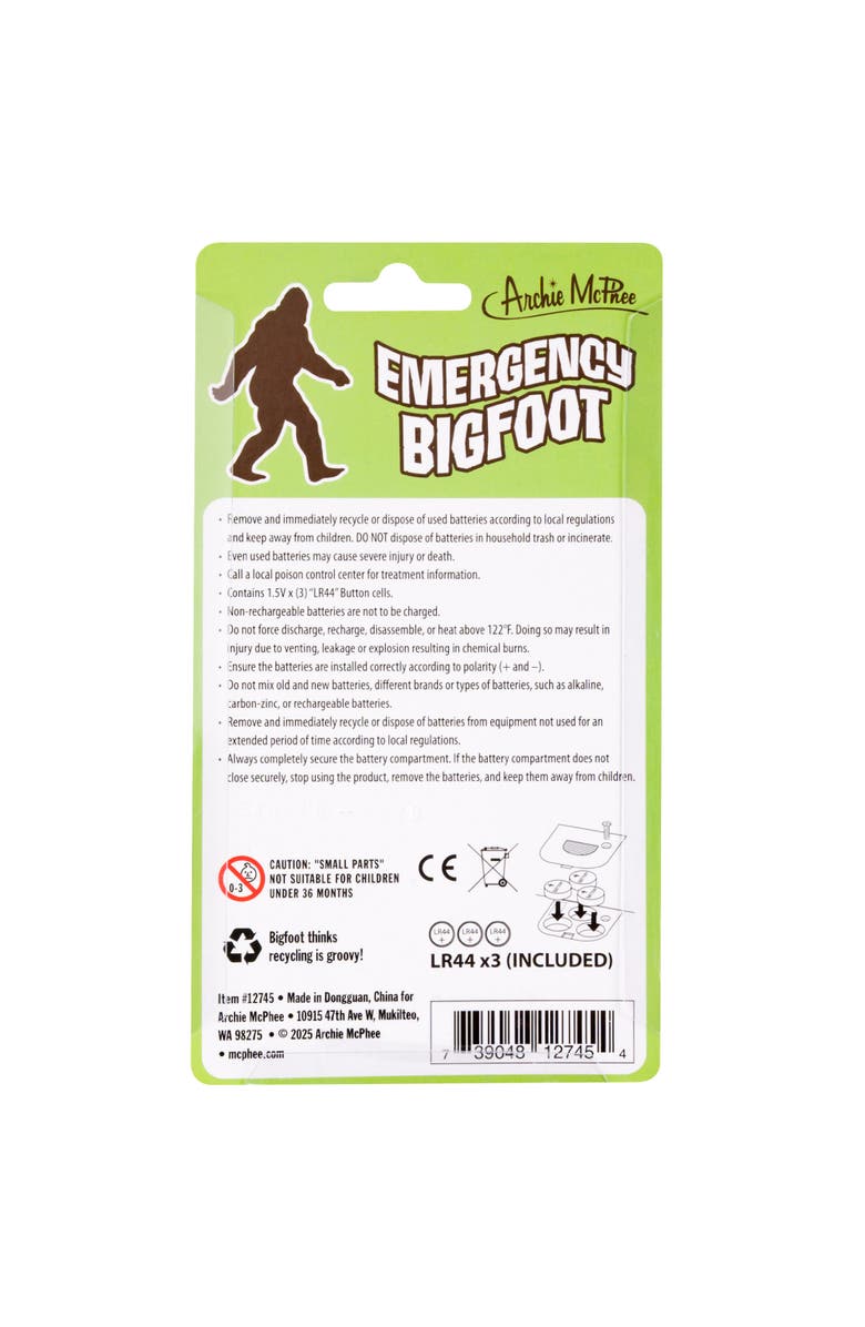 Archie McPhee Emergency Bigfoot Prank Toy, Alternate, color, Multicolored