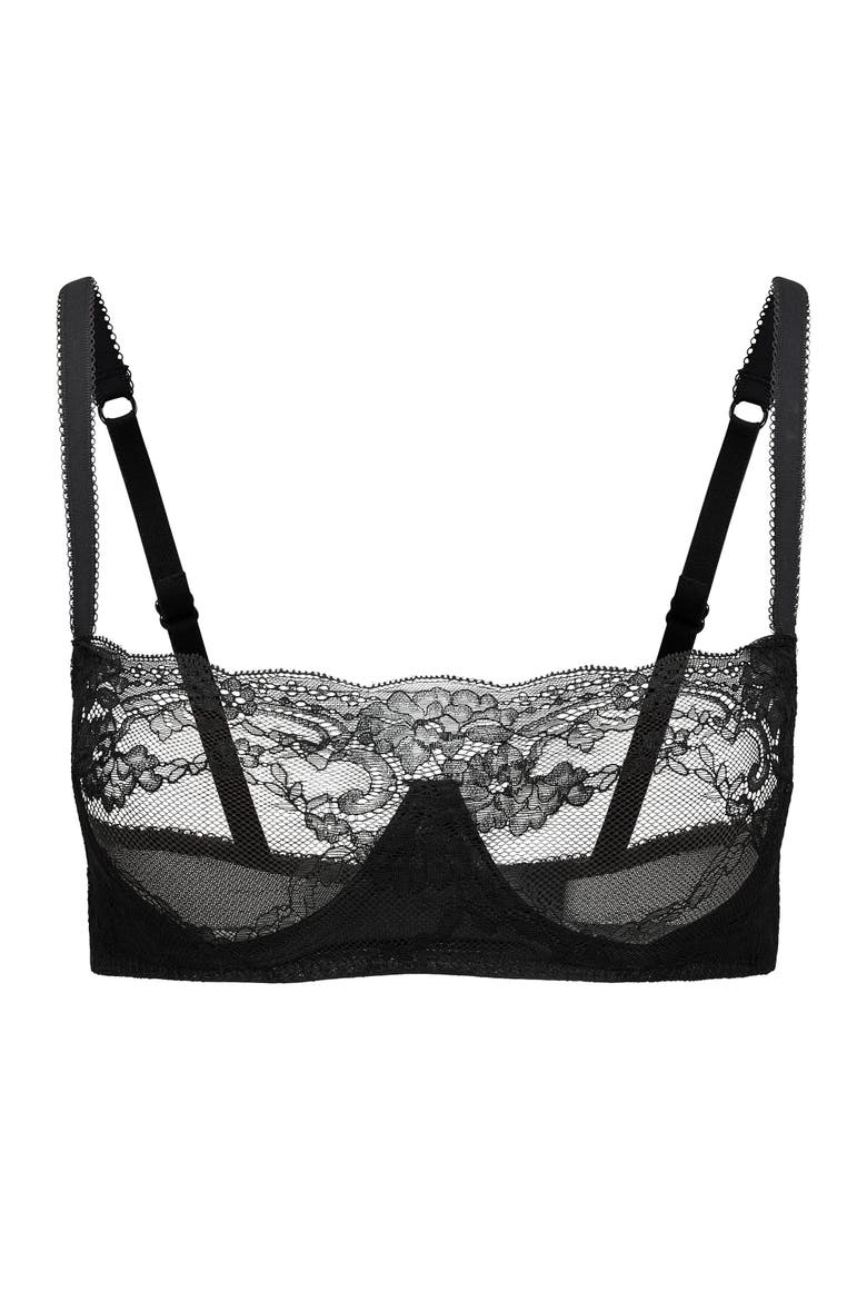 Pamela Unlined Balconette Bra, Alternate, color, Black