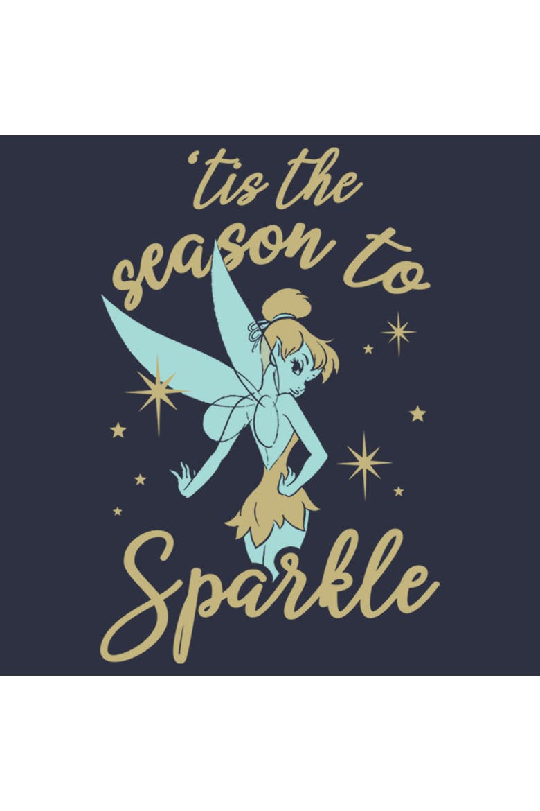 Women's Peter Pan Peter Pan Tinker Bell 'Tis the Season to Sparkle Graphic Tee, Alternate, color, Navy Blue