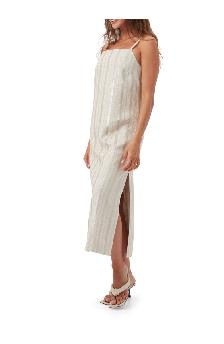 Trina Turk Sequin Striped Marita 3 Midi Shift Dress, Alternate, color, Biarritz Beige