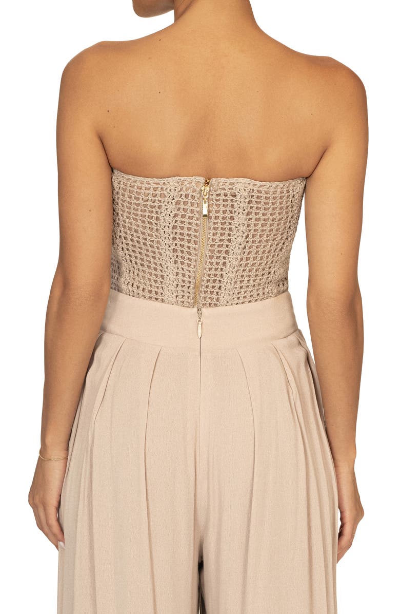 JLUXLABEL Want It All Open Stitch Strapless Bustier Top, Alternate, color, Beige