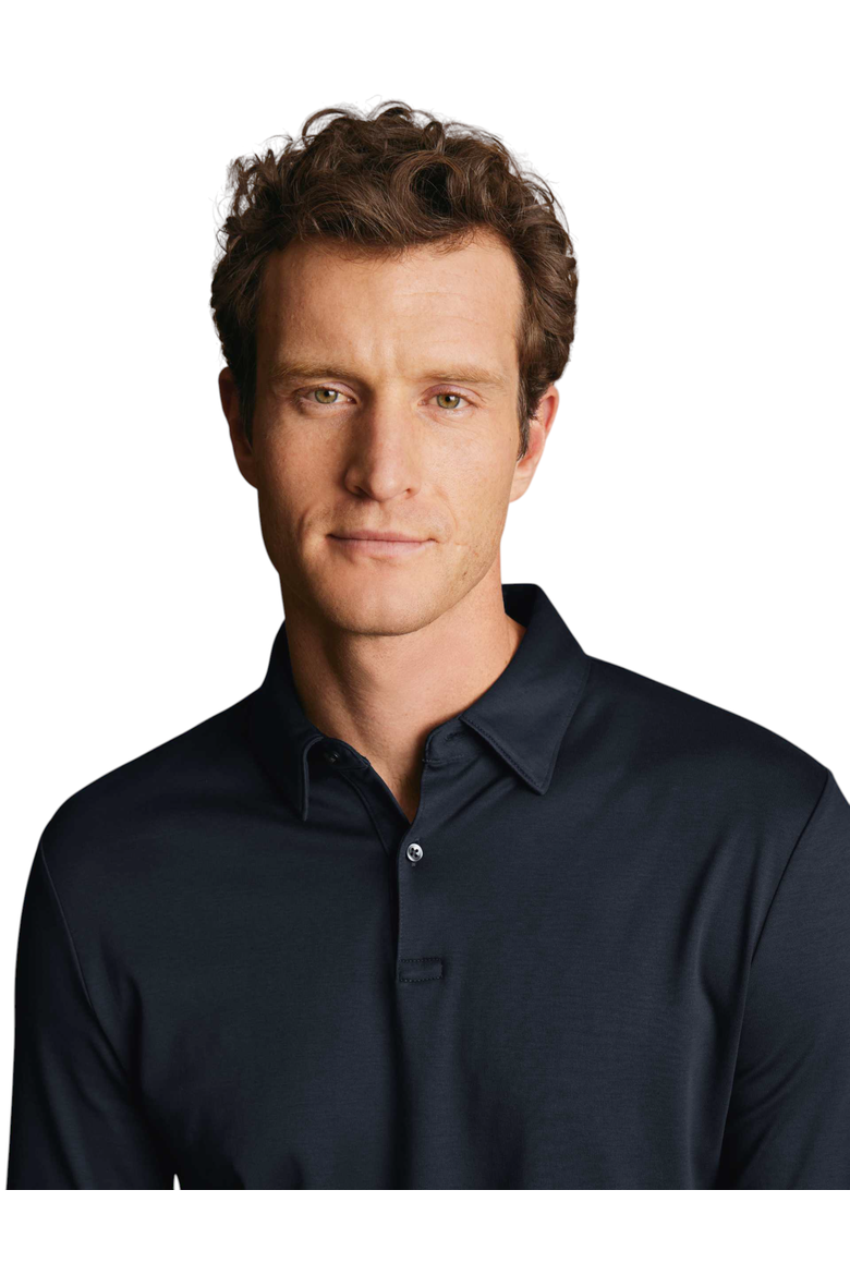 Long Sleeve Jersey Polo, Alternate, color, Navy