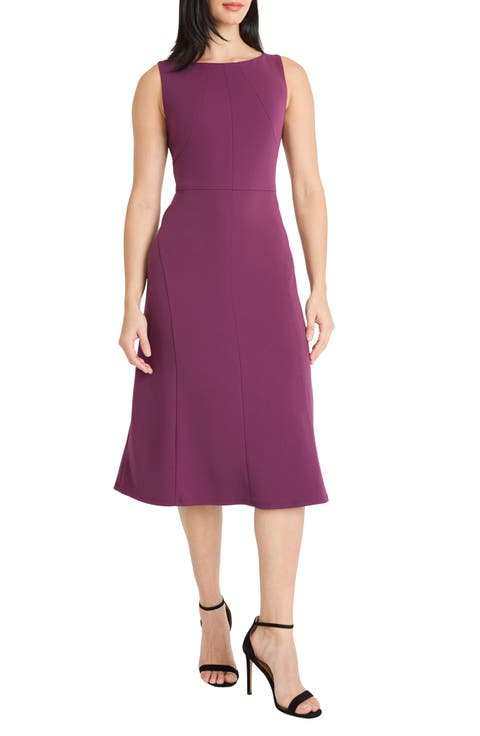 Boat Neck Sleeveless Fit & Flare Dress