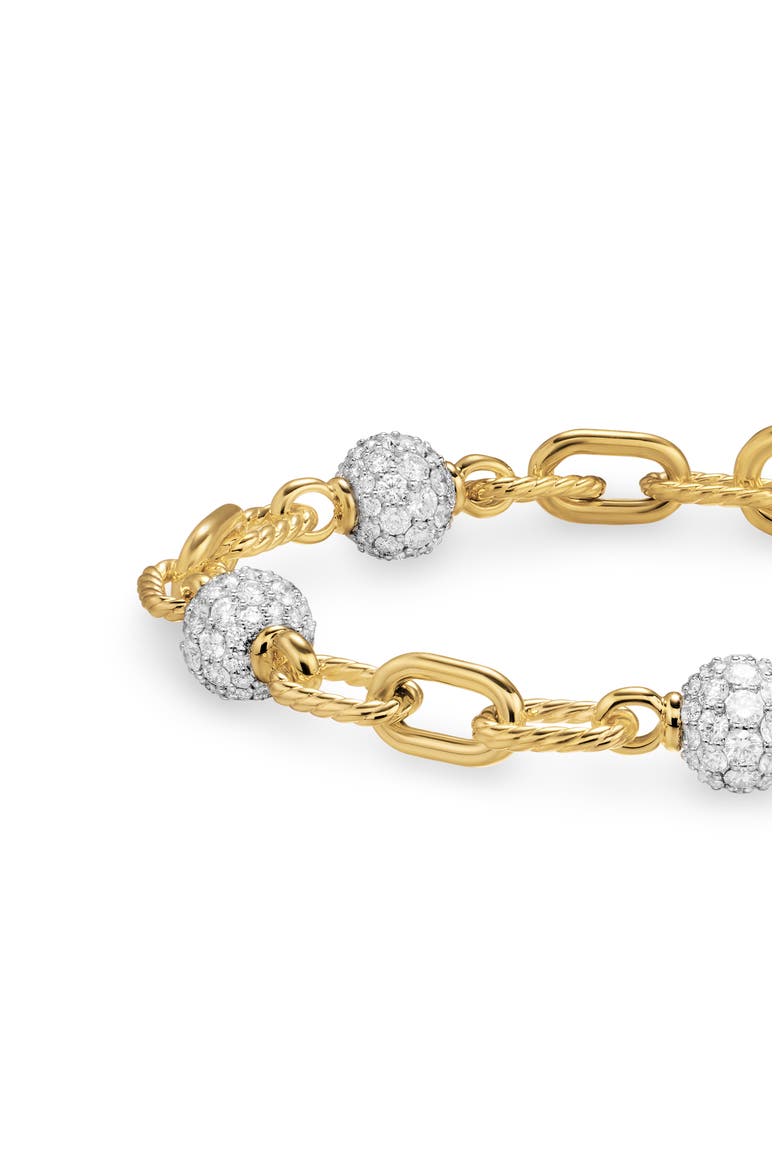 DY Madison® Pavé© Bead Chain Bracelet in 18K Yellow Gold with Diamonds, 3mm, Alternate, color, DIAMOND