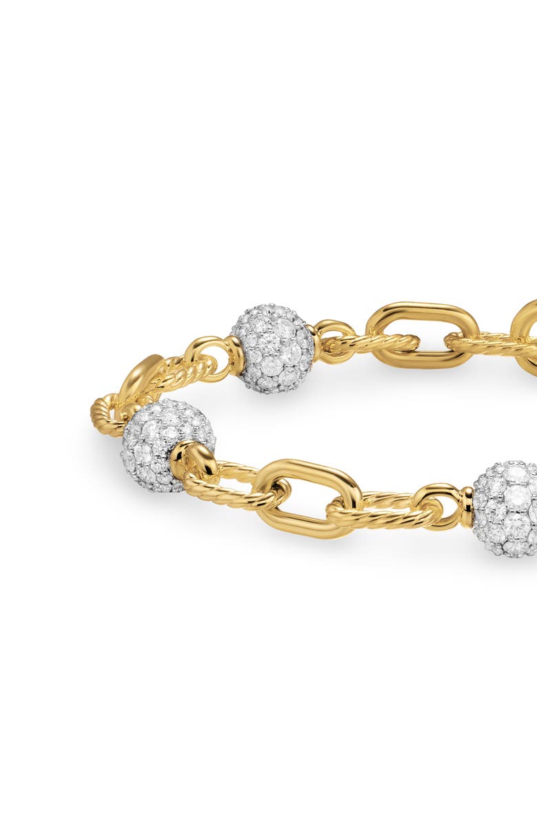 David Yurman DY Madison<sup>®</sup> Pavé<sup>©</sup> Bead Chain Bracelet in 18K Yellow Gold with Diamonds, 3mm, Alternate, color, Diamond