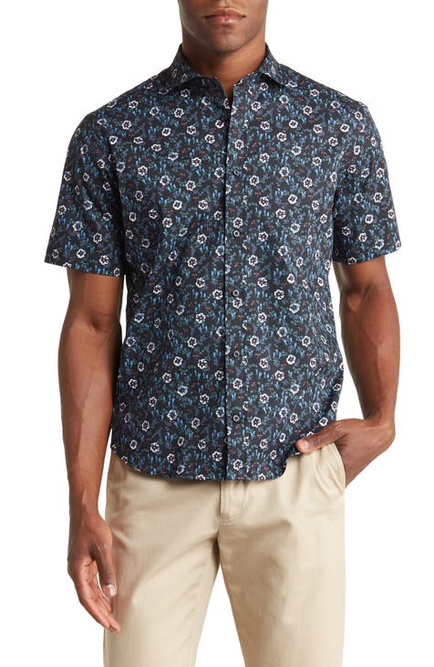 Floral Print Short Sleeve Button-Up Shirt