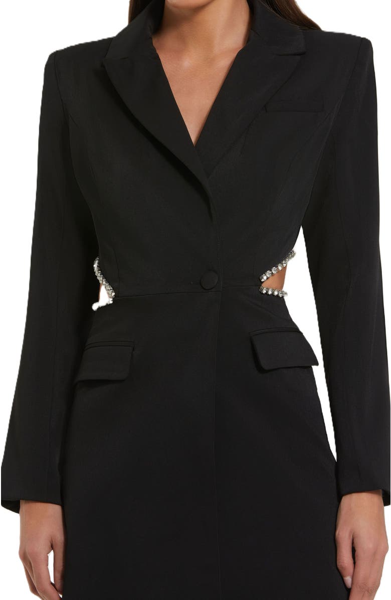 Mac Duggal Crepe Blazer Rhinestone Trim Mini Dress, Alternate, color, Black