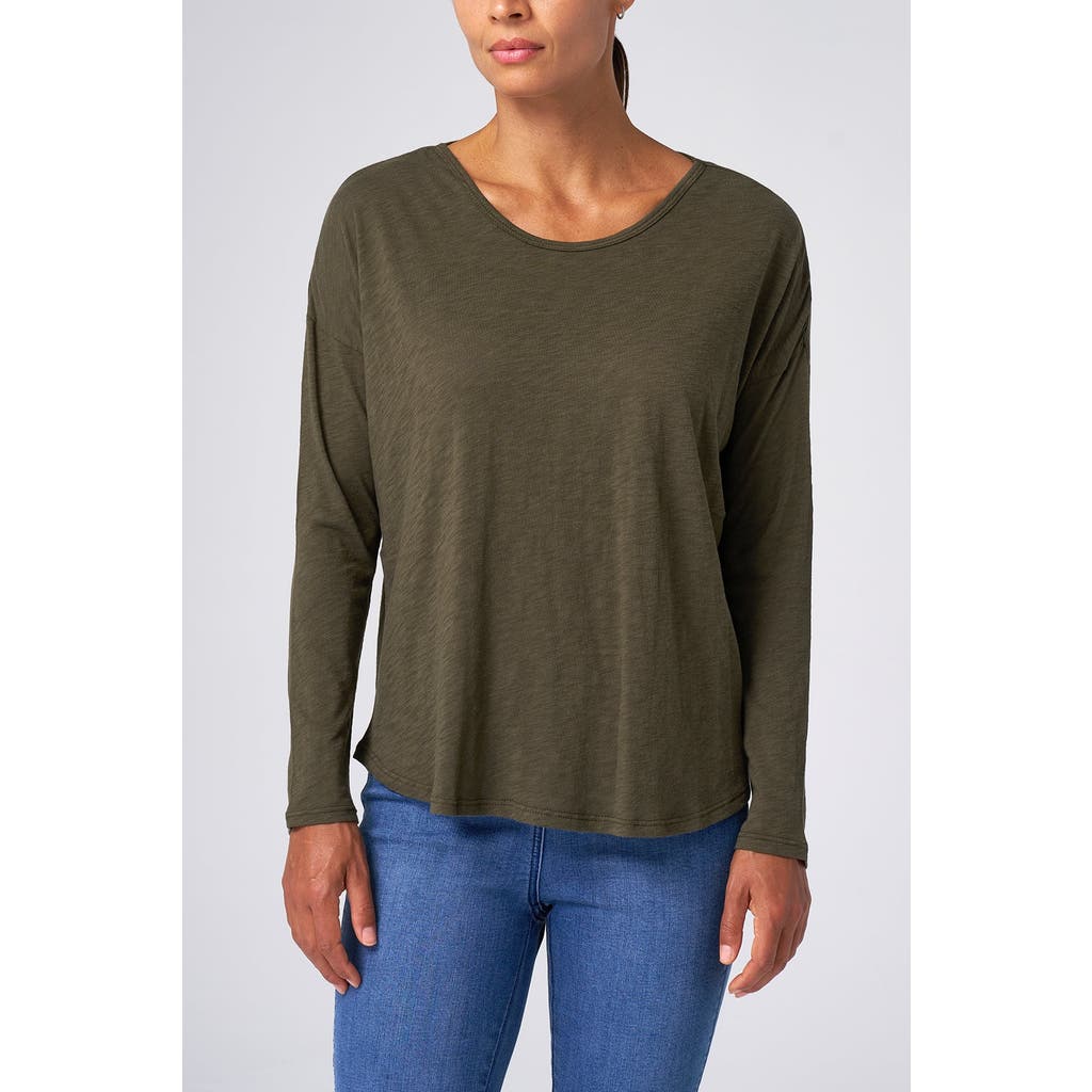 Franne Golde Slub Jersey Relaxed Long Sleeve Tee In Multi