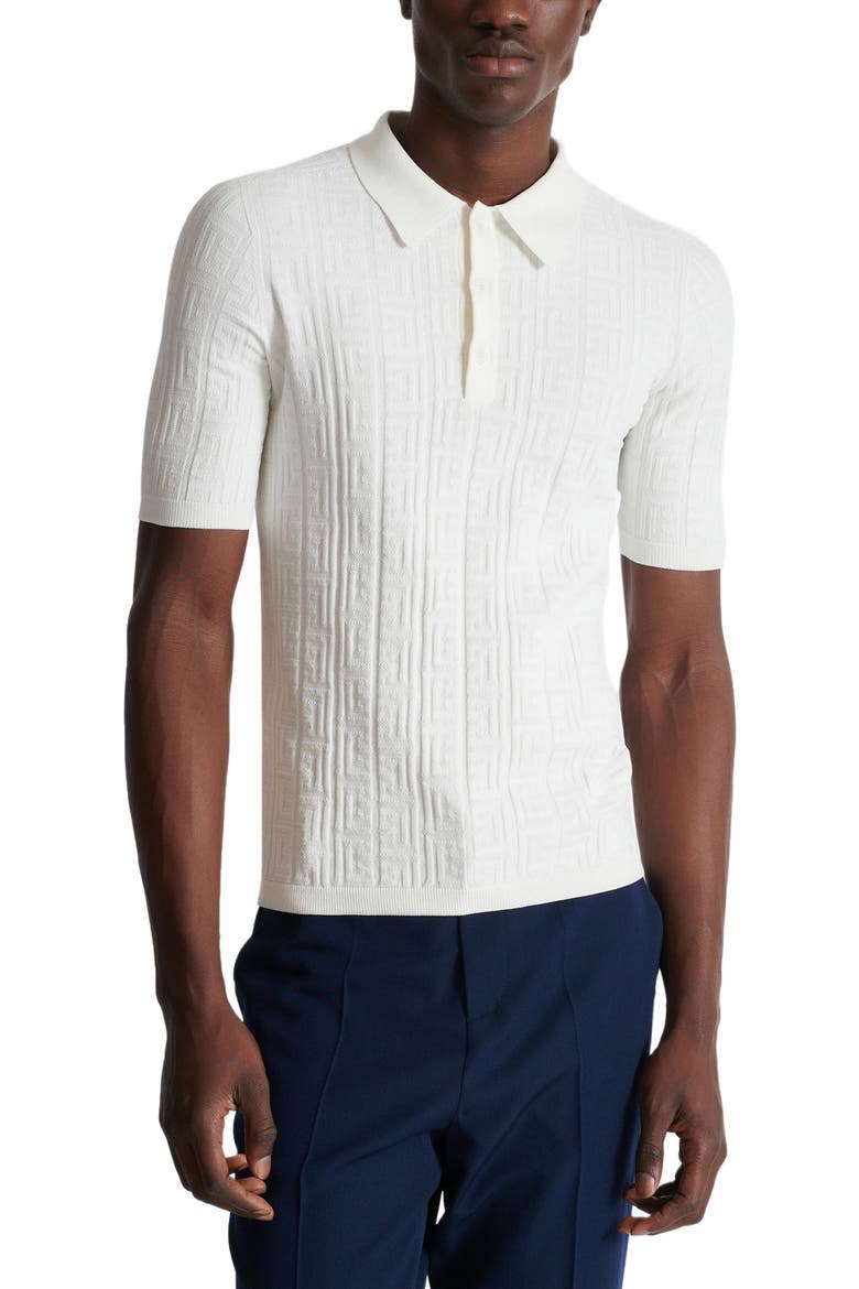 Monogram Knit Polo Shirt, Alternate, color, White
