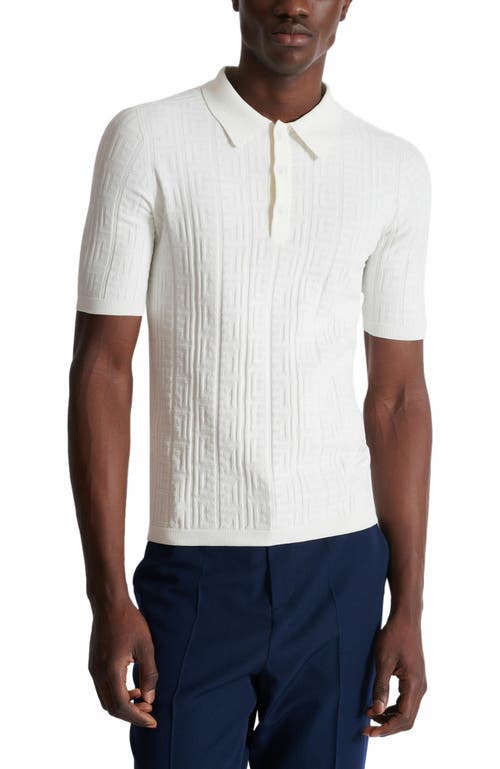 Shop Balmain Monogram Knit Polo Shirt