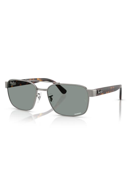 Ray Ban Rb3751ch Chromance Sunglasses Havana Frame Blue Lenses Polarized 61-17 In Gunmetal