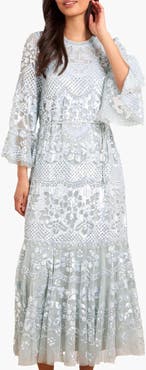 Needle & Thread Snowdrop 3/4 Sleeve Crew Neck Ankle Gown