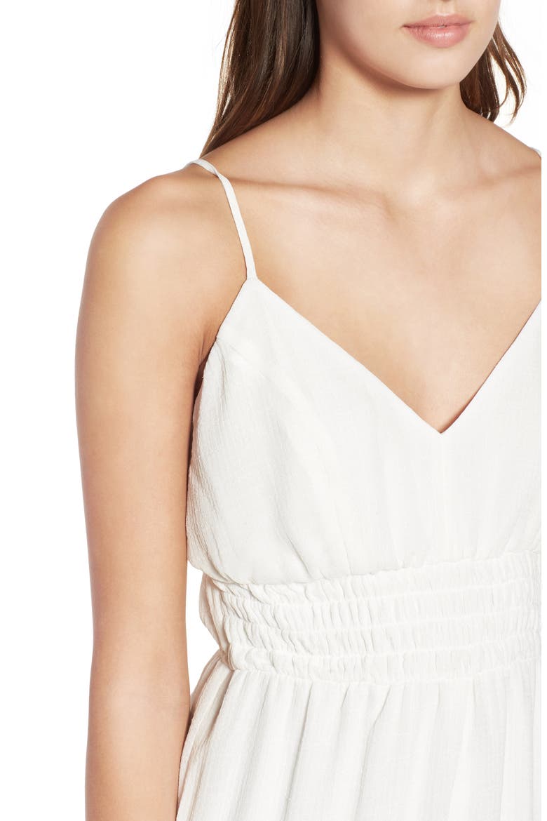 Smocked Waist Romper, Alternate, color, WHITE/ NATURAL