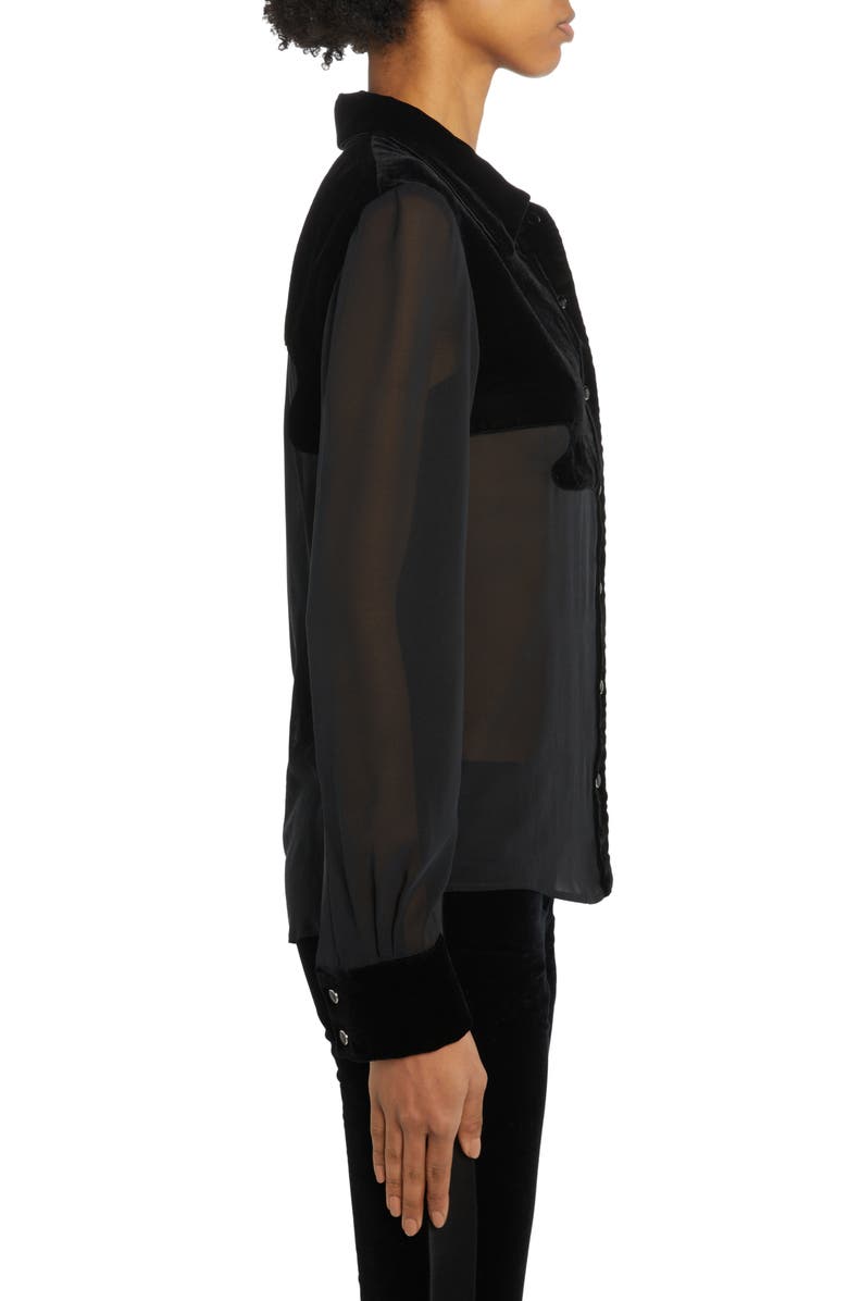 TOM FORD Velour & Silk Stretch Georgette Shirt, Alternate, color, 