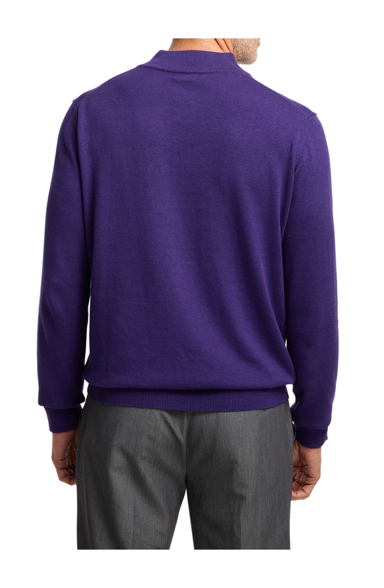 Paul Fredrick Supima Cotton Four Button Mock Neck Sweater, Alternate, color, Plum
