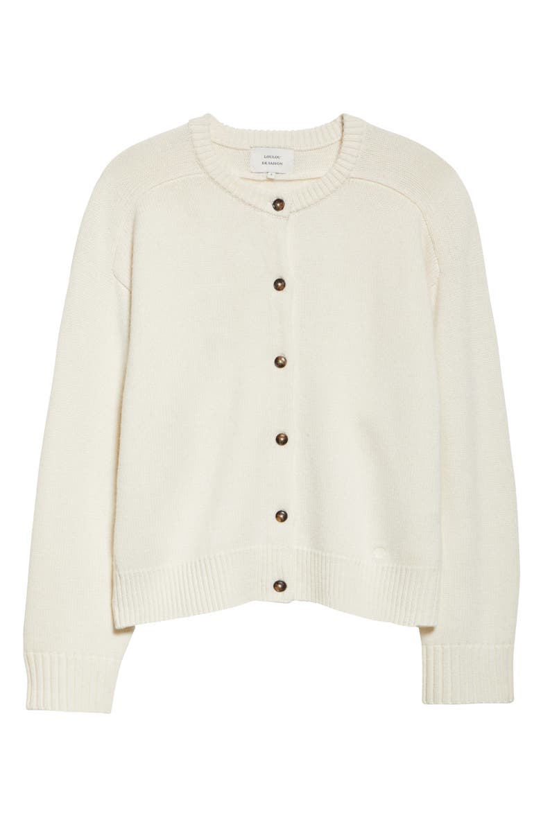 LOULOU DE SAISON Aidar Crop Wool & Cashmere Crewneck Cardigan, Alternate, color, Ivory