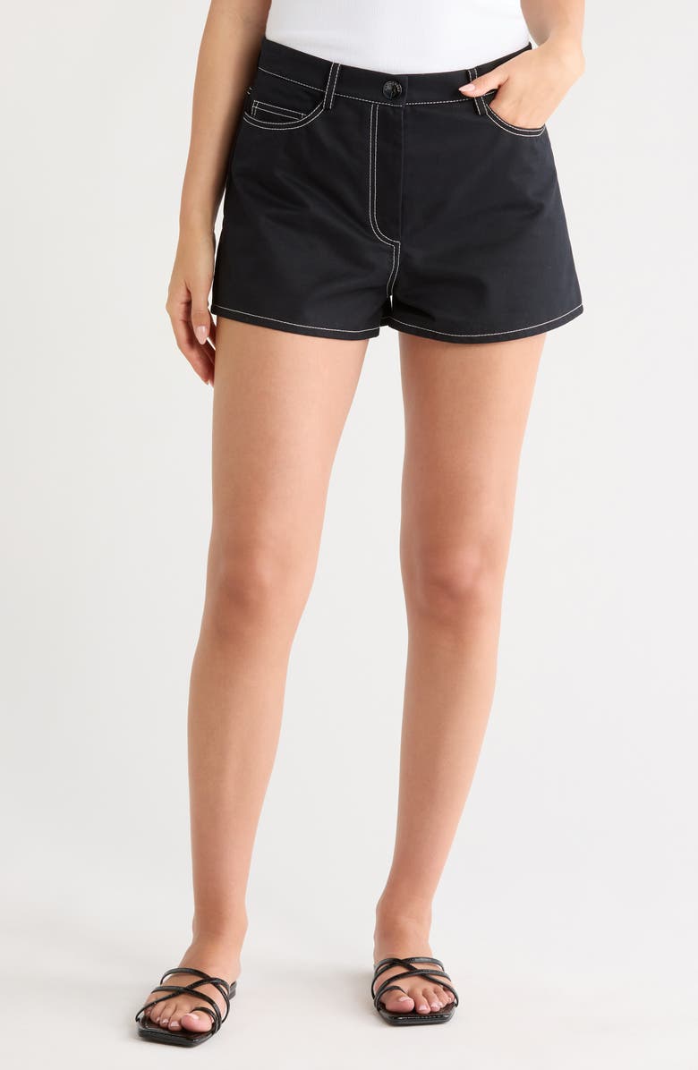 Longchamp Denim Shorts, Main, color, Black