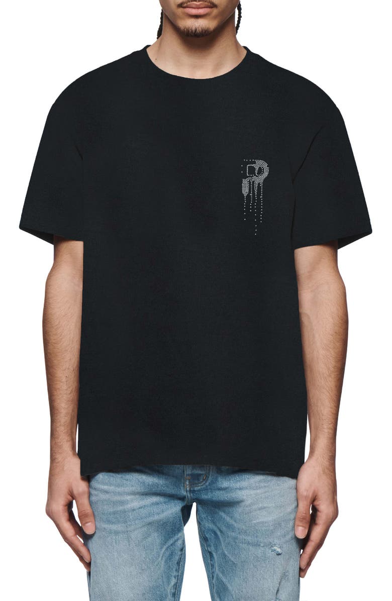 PURPLE BRAND Crystal Embellished Logo Heavyweight Jersey T-Shirt, Main, color, Black