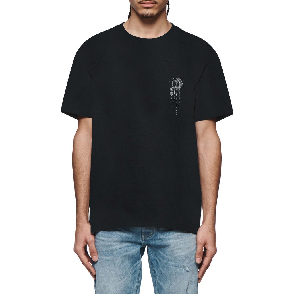 Purple Brand Crystal Embellished Logo Heavyweight Jersey T-shirt In Black