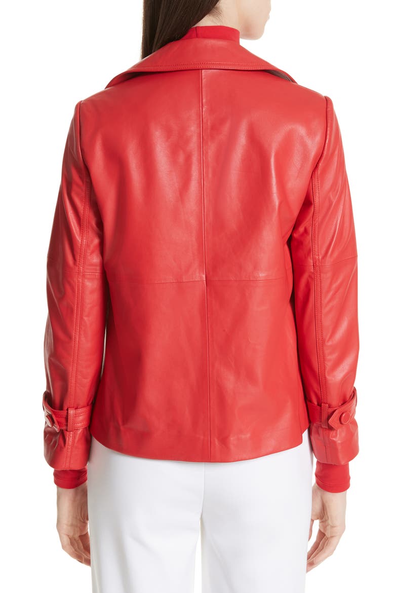 Luxe Nappa Leather Jacket, Alternate, color, CRIMSON