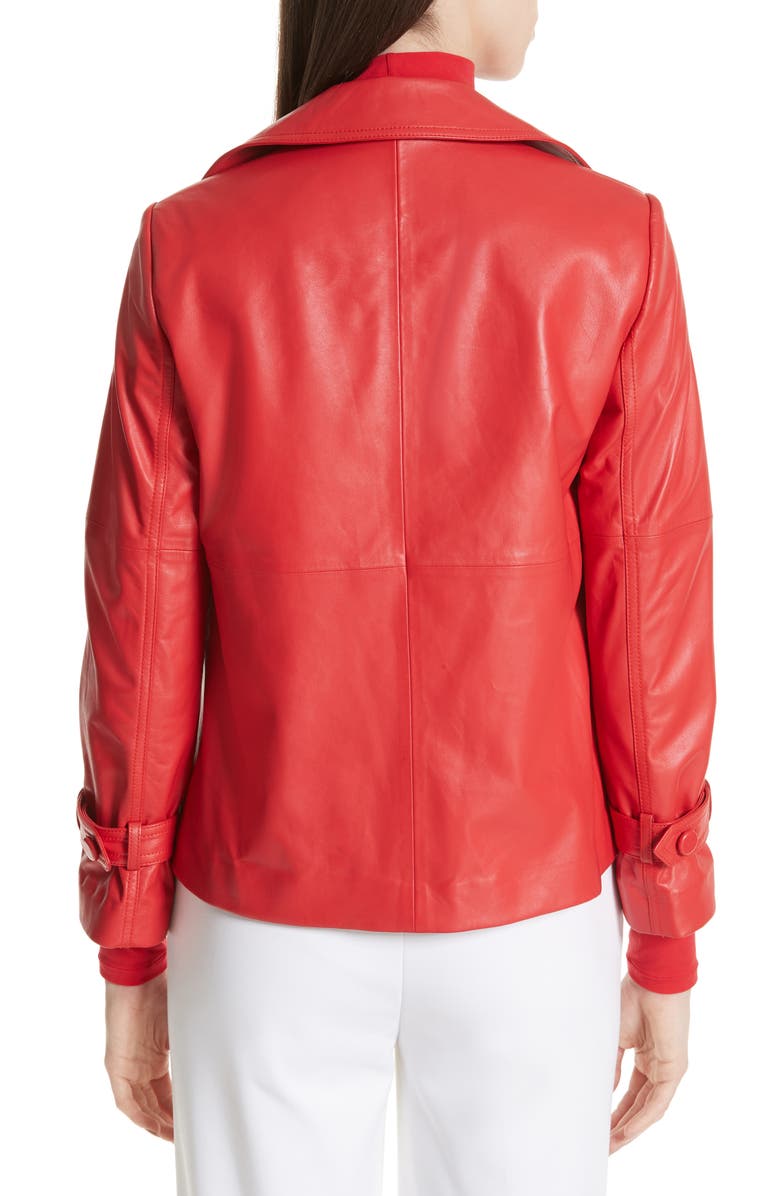 St. John Collection Luxe Nappa Leather Jacket, Alternate, color,