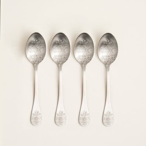 Dume Patterned Stainless Steel Dessert Spoon Set of 4