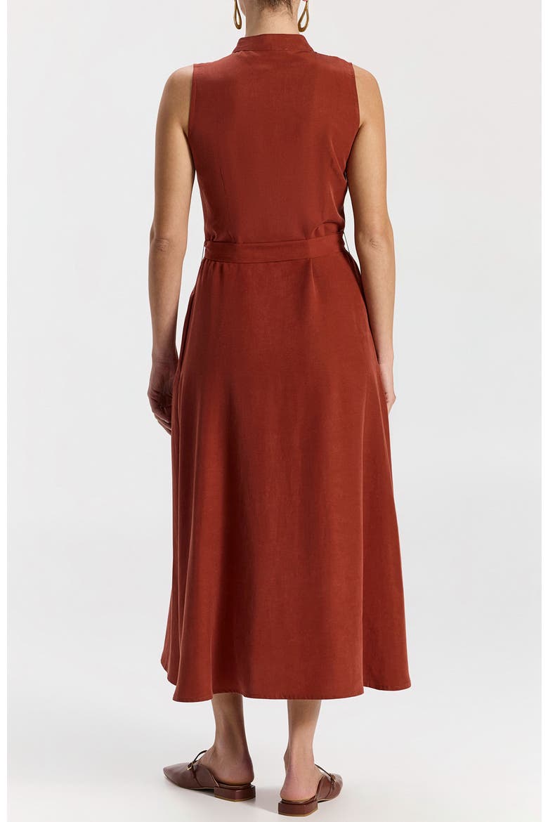 Sol Button-Front Sleeveless Midi Dress, Alternate, color, Terracotta