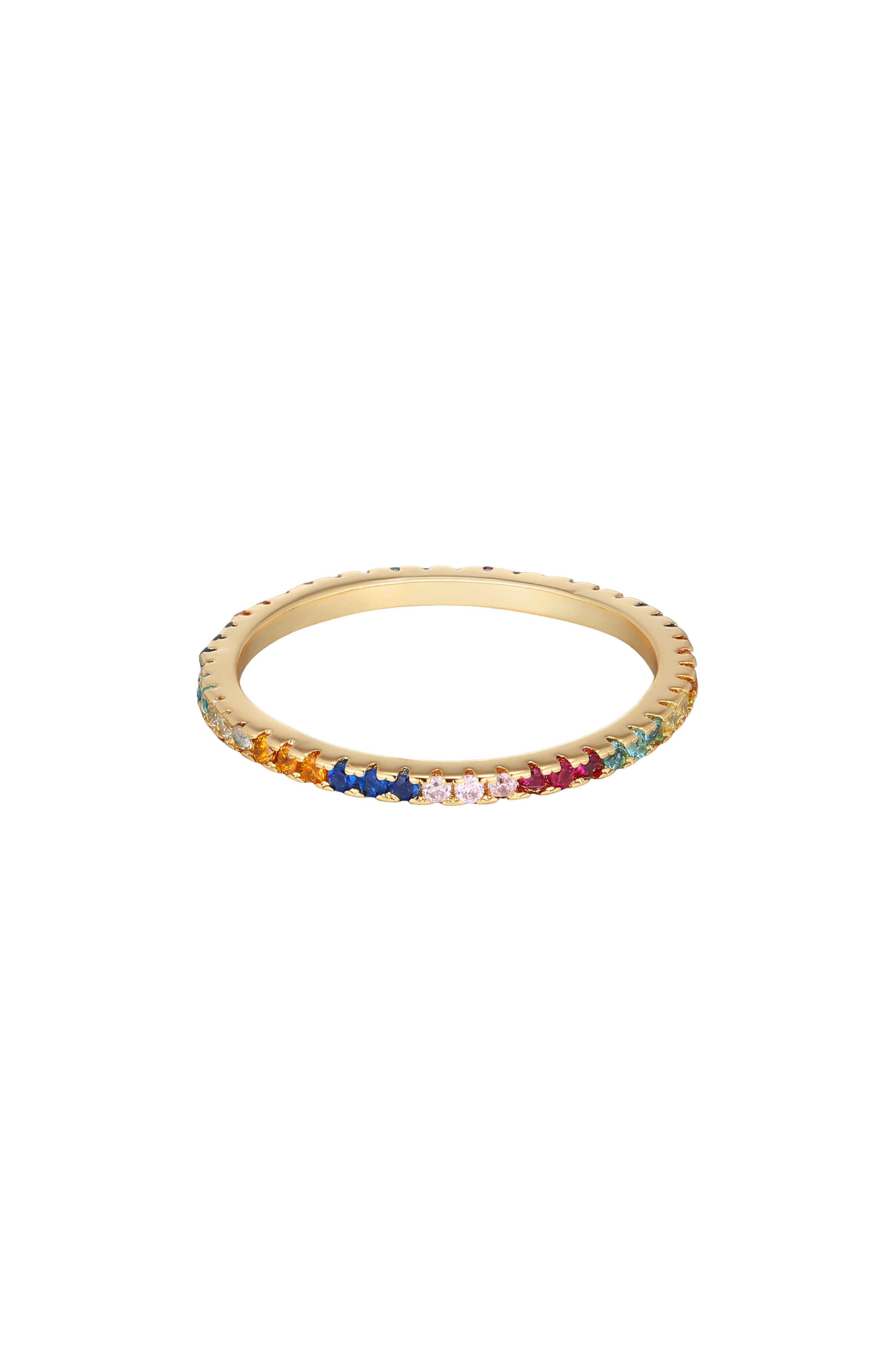 Adornia 14K Gold Plated Rainbow Cubic Zirconia Eternity Band Ring