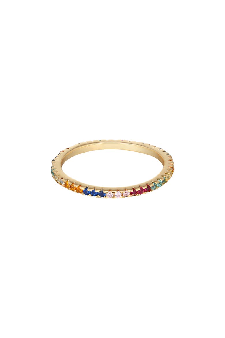14K Gold Plated Rainbow Cubic Zirconia Eternity Band Ring, Main, color, GOLD MULTI