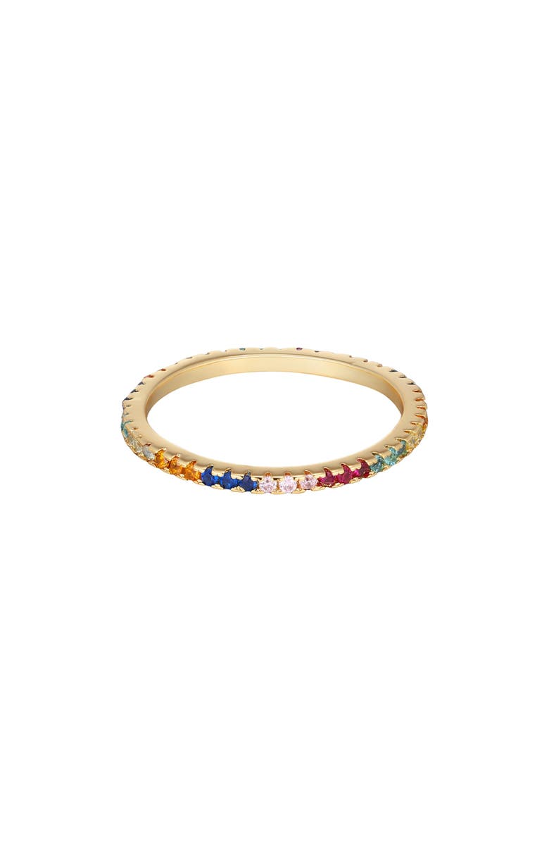Adornia 14K Gold Plated Rainbow Cubic Zirconia Eternity Band Ring, Main, color, 