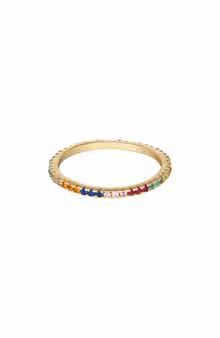 Adornia 14K Gold Plated Rainbow Cubic Zirconia Eternity Band Ring