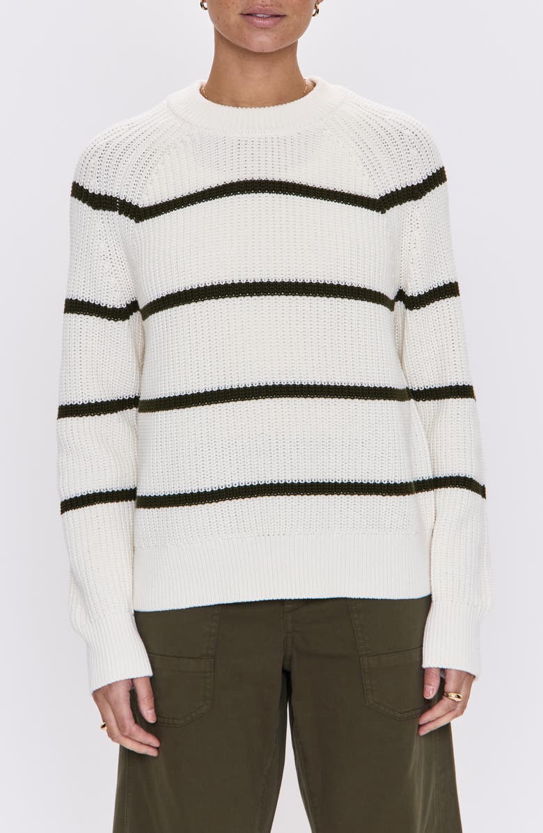 Pistola Edie Stripe Cotton Sweater, Main, color, Olive Stripe
