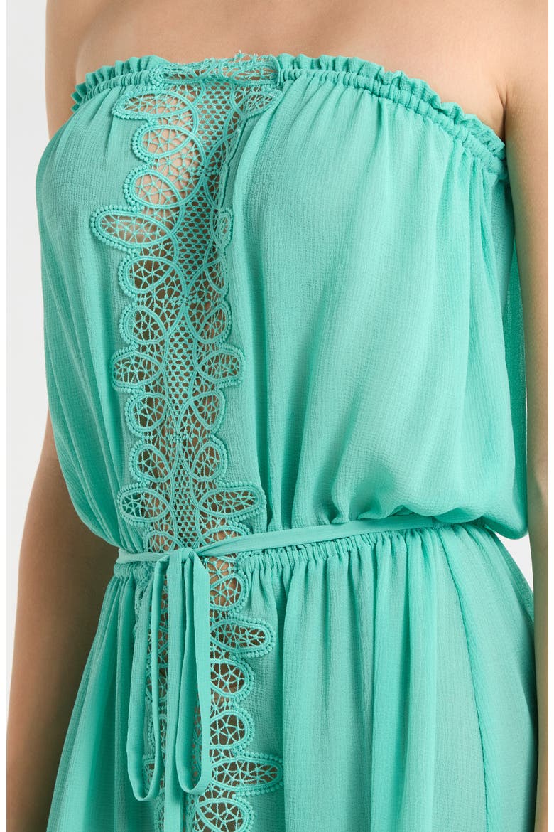 Strapless Embrodiered Cover-Up Dress, Alternate, color, SEAGLASS