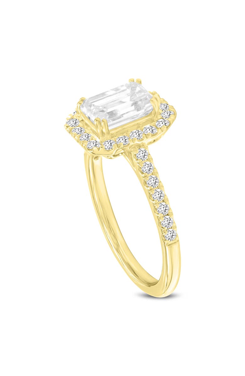 LuvMyJewelry Valora 14K Yellow Gold Emerald Cut Lab Grown Diamond Halo Engagement Ring - 1.96 ctw, Main, color, 14K Yellow Gold