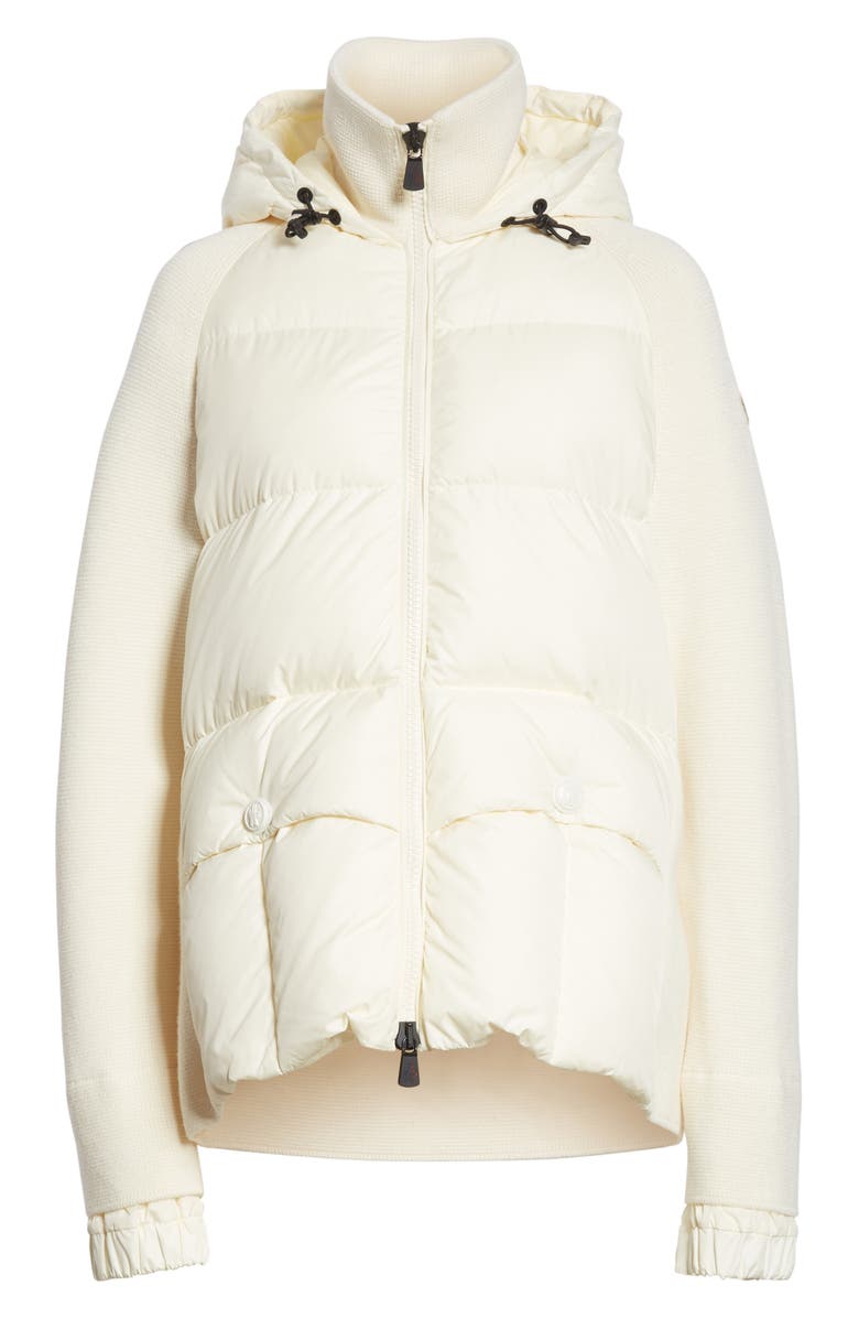 Moncler Spa Quilted Down & Knit Hooded Jacket, Alternate, color, 