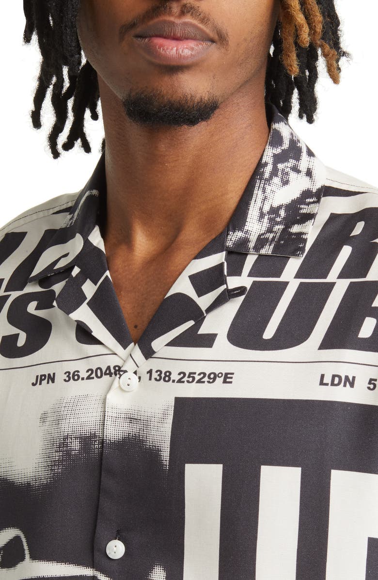 Billionaire Boys Club UFO Print Short Sleeve Button-Up Shirt, Alternate, color, 