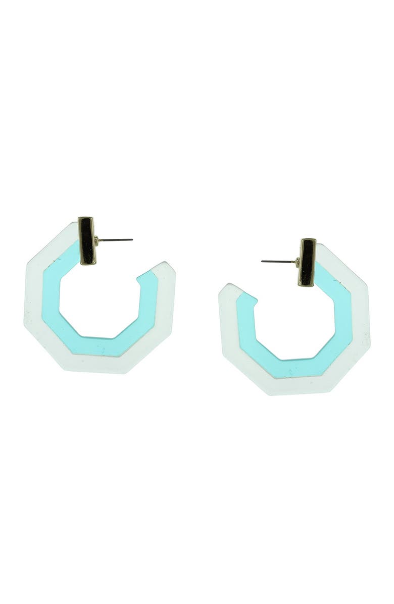 OLIVIA WELLES Jaila Hexagonal Hoop Earrings, Main, color, Gold/ Blue