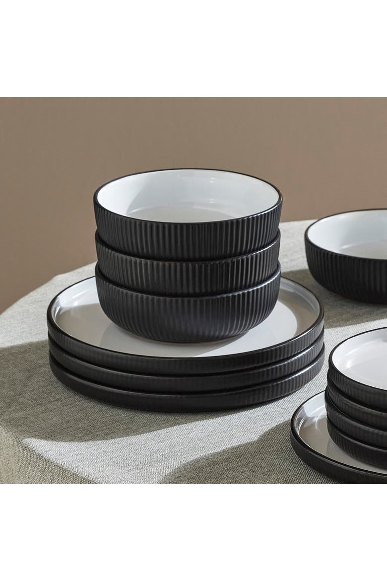 Laro Stoneware 12-Piece Dinnerware Set, Alternate, color, Black