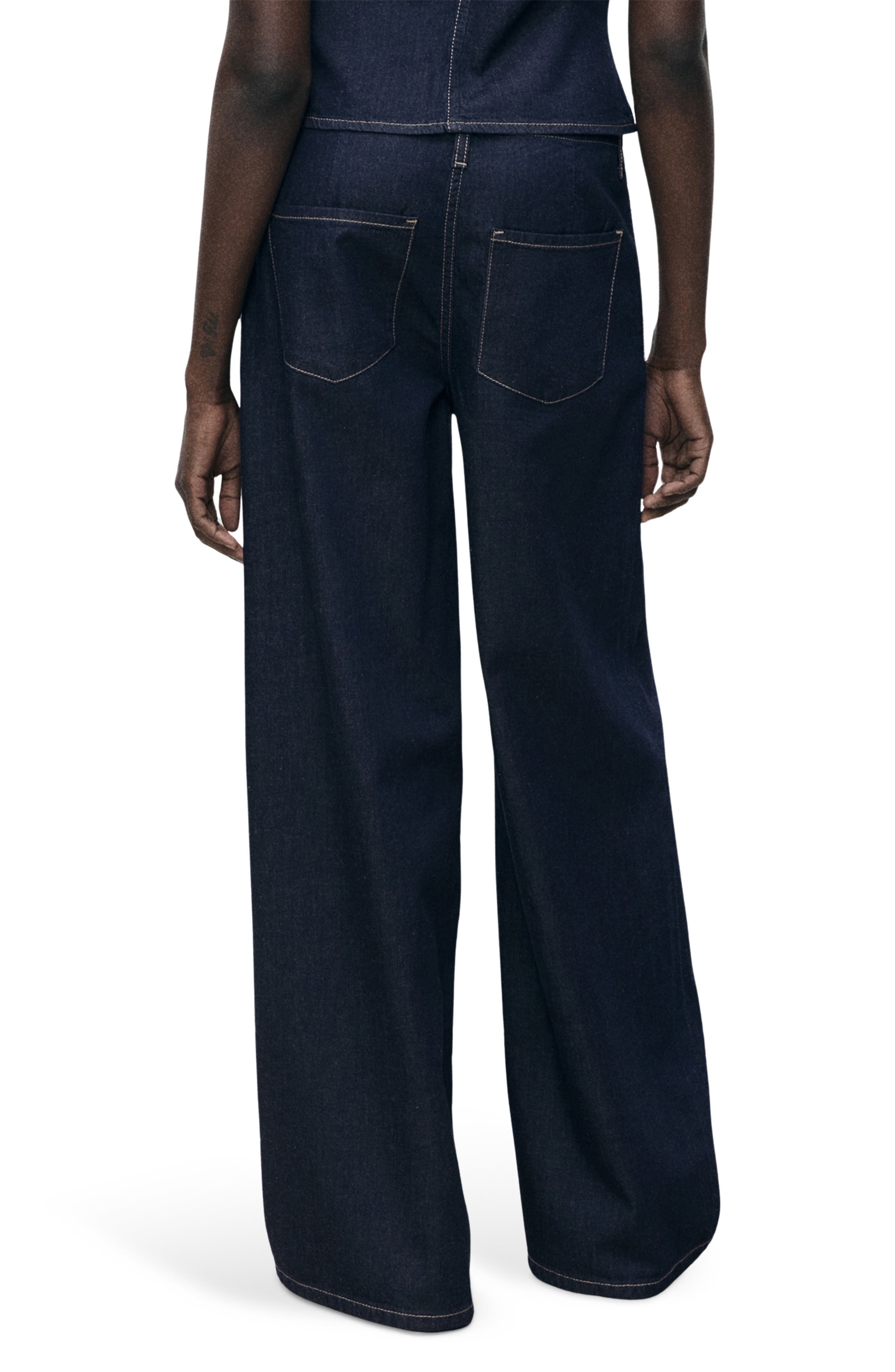 Topstitch Wide Leg Jeans - image 2