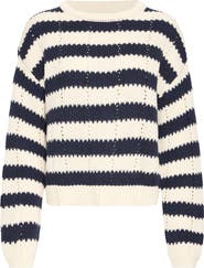 ICHI Befila Striped Crewneck Sweater