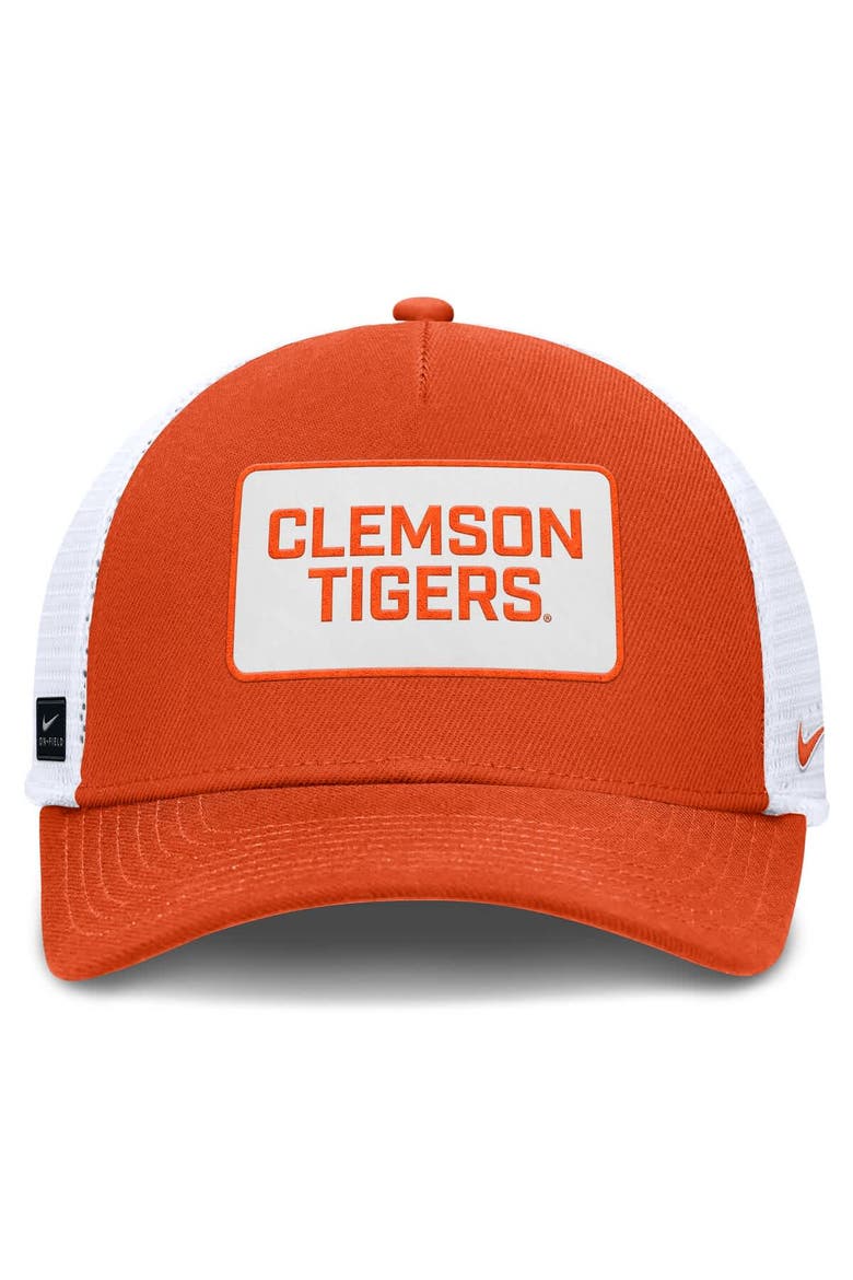 Men's Nike Orange/White Clemson Tigers 2025 On-Field Rise Patch Trucker Adjustable Hat, Alternate, color, Orange