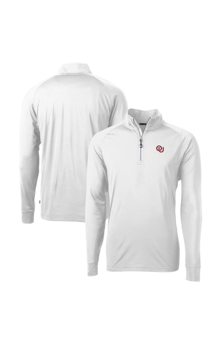 Cutter & Buck Men's Cutter & Buck White Oklahoma Sooners Vault Adapt Eco Knit Stretch Recycled DryTec Quarter-Zip Top, Main, color,