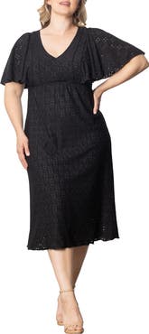 Kiyonna Lucy Short Sleeve Eyelet Midi Dress