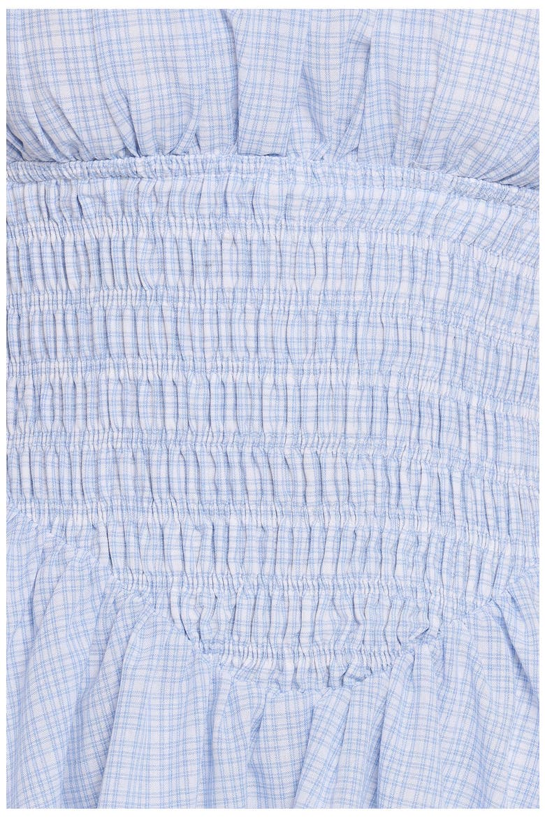 Ayla Gingham Smocked Minidress, Alternate, color, BLUE GINGHAM