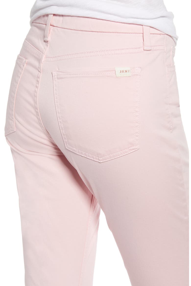 Sateen Ankle Skinny Jeans, Alternate, color, PALE PINK